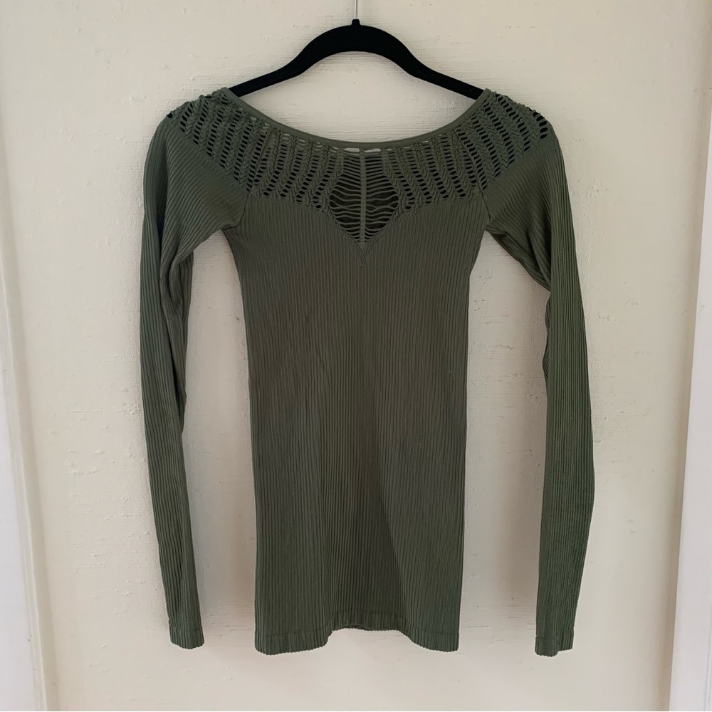 Free People BodyCon Cut Out Boat Neck Long Sleeve
